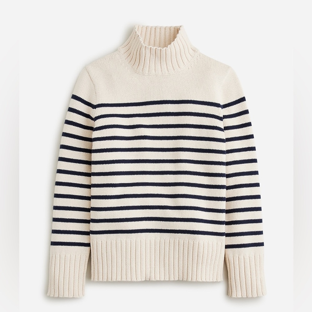 Cotton turtleneck sweater in stripe